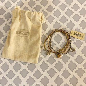 NWT Fossil Bead and Charm Trio of Bracelets